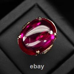 Classically Pinkish Red Ruby Cabochon 33Ct 925 Sterling Silver Handmade Rings