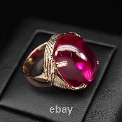 Classically Pinkish Red Ruby Cabochon 33Ct 925 Sterling Silver Handmade Rings