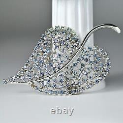 DODDS Original Vintage Signed Crystal Cut Rhinestone Leaf Estate Brooch Pendant