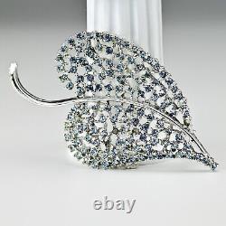 DODDS Original Vintage Signed Crystal Cut Rhinestone Leaf Estate Brooch Pendant