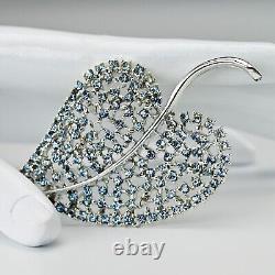 DODDS Original Vintage Signed Crystal Cut Rhinestone Leaf Estate Brooch Pendant