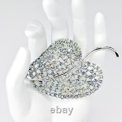 DODDS Original Vintage Signed Crystal Cut Rhinestone Leaf Estate Brooch Pendant