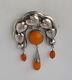 Danish 1910's Grann & Laglye Skonvirke Silver 830 S AMBER Brooch