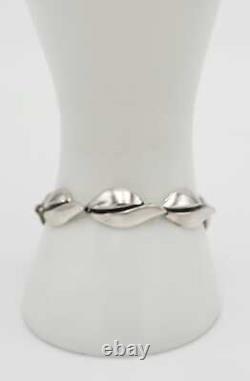 Danish Designer SC Fogh Modernist Leaves Sterling Panel Links Bracelet 1950s