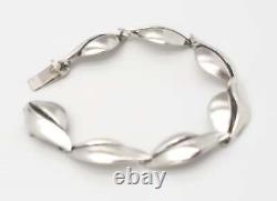 Danish Designer SC Fogh Modernist Leaves Sterling Panel Links Bracelet 1950s