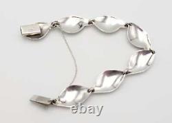 Danish Designer SC Fogh Modernist Leaves Sterling Panel Links Bracelet 1950s