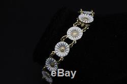 Danish Gilded Silver Daisy Bracelet with White Enamel by Georg Jensen