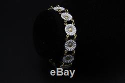 Danish Gilded Silver Daisy Bracelet with White Enamel by Georg Jensen