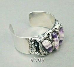 Dansk Smykkekunst Bracelet Denmark Amethyst Silver Brutalist Scandinavian Vtg