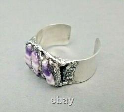 Dansk Smykkekunst Bracelet Denmark Amethyst Silver Brutalist Scandinavian Vtg