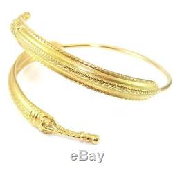 David Andersen 14K Yellow Gold Saga Cuff Bangle Bypass Wrap Bracelet