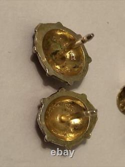 David Andersen 925 S Sterling Silver & Enamel Lady Bug Post Earrings Gold Wash
