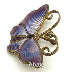 David Andersen Norway 925S Guilloche Three Shade Enamel 1950's Butterfly Pendant