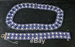 David Andersen Norway Sterling Silver and blue Enamel Necklace and Bracelet! Wow