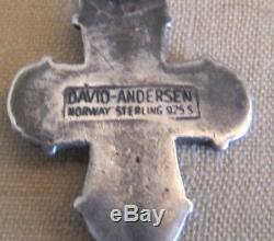 David Andersen Norway Vintage Modernist Cast Sterling Silver Rare Cross Pendant