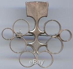 David Andersen Norway Vintage Modernist Sterling Silver Circles Brooch Pin