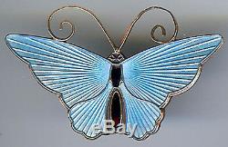 David Andersen Norway Vintage Sterling Shimmery Light Blue Enamel Butterfly Pin