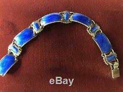 David Andersen Norway Vintage Sterling Silver Blue Enamel Bracelet