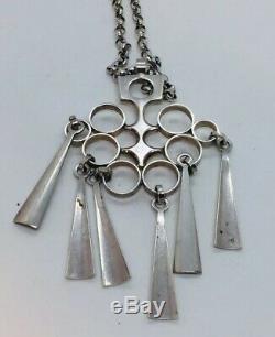David Andersen Norway Vintage Sterling Silver Modernist Pendant Necklace