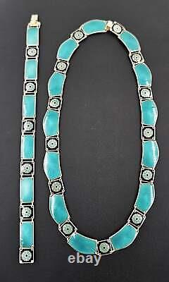 David Andersen Sterling Enamel Bracelet Necklace Demi Parure Set 1888-1925