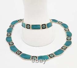 David Andersen Sterling Enamel Bracelet Necklace Demi Parure Set 1888-1925