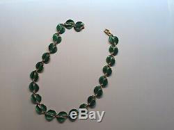 David Andersen Sterling Enamel Double Leaf, Emerald Green Necklace. Norway