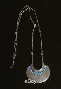 David Andersen Vintage Norwegian Sterling Silver and Enamel Modernist Necklace