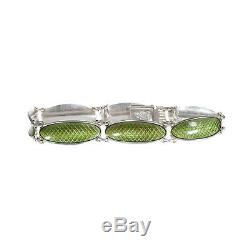 David Andersen Vintage Sterling Silver Bracelet in Green Guilloche Enamel