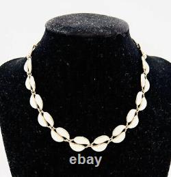 David Anderson Sterling Silver Necklace White Guilloche Enamel Vintage Jewelry