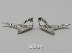 Denmark Bent Knudsen Sterling Silver Shark Fin Necklace and Earrings