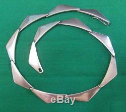 Denmark Modernist Sterling Silver Necklace Bracelet Earrings Set By Hans Hansen
