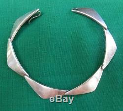 Denmark Modernist Sterling Silver Necklace Bracelet Earrings Set By Hans Hansen