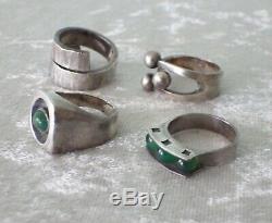 Denmark modernist sterling silver ring lot vtg Boy Johansen From turquoise 5 6 7