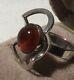 EINER FEHRN Danish Dark Honey Baltic Amber 925S Modernist Ring Size 6-6.25 5.2g