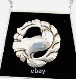 Early Georg Jensen Sterling Silver #123 Dove Brooch Box 1910-25 Vintage Jewelry