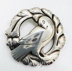 Early Georg Jensen Sterling Silver #123 Dove Brooch Box 1910-25 Vintage Jewelry