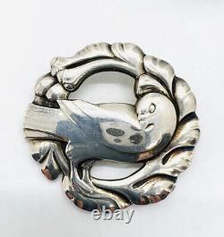 Early Georg Jensen Sterling Silver #123 Dove Brooch Box 1910-25 Vintage Jewelry