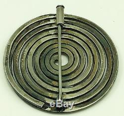 Elis Kauppi Sterling Brooch Circle Finland Signed Hallmark 1940's Very Early