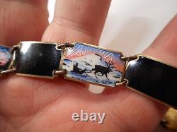 Enamel Bracelet Edvin Kristiansen & Lande NORWAY Scenic GUILLOCHE Sterling