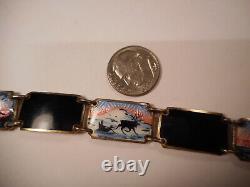 Enamel Bracelet Edvin Kristiansen & Lande NORWAY Scenic GUILLOCHE Sterling