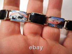 Enamel Bracelet Edvin Kristiansen & Lande NORWAY Scenic GUILLOCHE Sterling