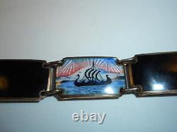 Enamel Bracelet Edvin Kristiansen & Lande NORWAY Scenic GUILLOCHE Sterling