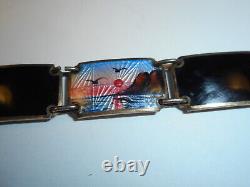 Enamel Bracelet Edvin Kristiansen & Lande NORWAY Scenic GUILLOCHE Sterling