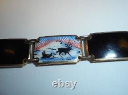 Enamel Bracelet Edvin Kristiansen & Lande NORWAY Scenic GUILLOCHE Sterling