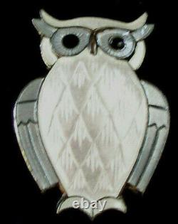 Enamel Owl by David Andersen 925 Sterling Silver Brooch Vintage Blue/White Mint
