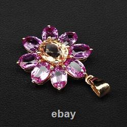 Estate Peach & Pink Sapphire Rare 30Ct 925 Sterling Silver Handmade Jewelry Set