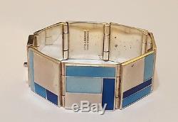Estate vintage David Andersen enamel bracelet 1960s sterling silver midcentury