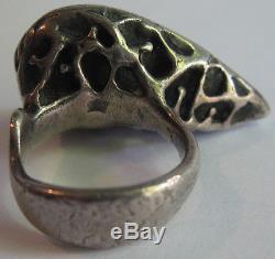 Fabulous Big Modernist Vintage Sterling Silver Sculptural Ring