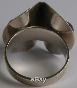Fabulous Signed Vintage Modernist Sterling Silver Amethyst Sculptural 8-1/2 Ring