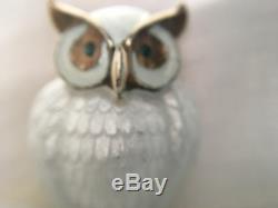 Finn Jensen Norway Sterling'Hedwig' Owl Brooch Enamel Gilt